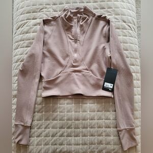 90 Degree By Reflex Dusty Pink Quarter-Zip Sweatshirt